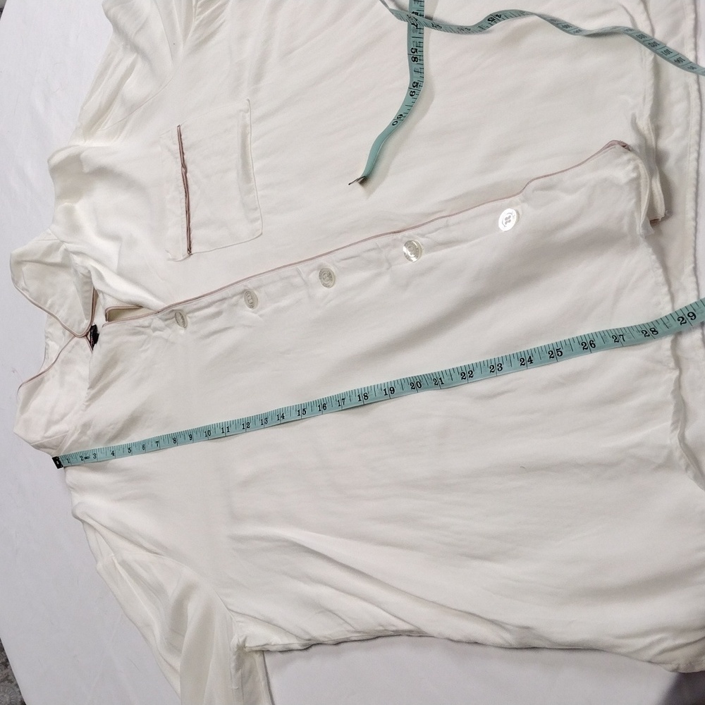 Cosabella Long sleeve Pajama Set White With Brown Trim Size XL - Picture 9 of 15
